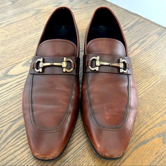 Ferragamo Slip-on Leather Loafers, Size US 12 - Picture 1 of 16